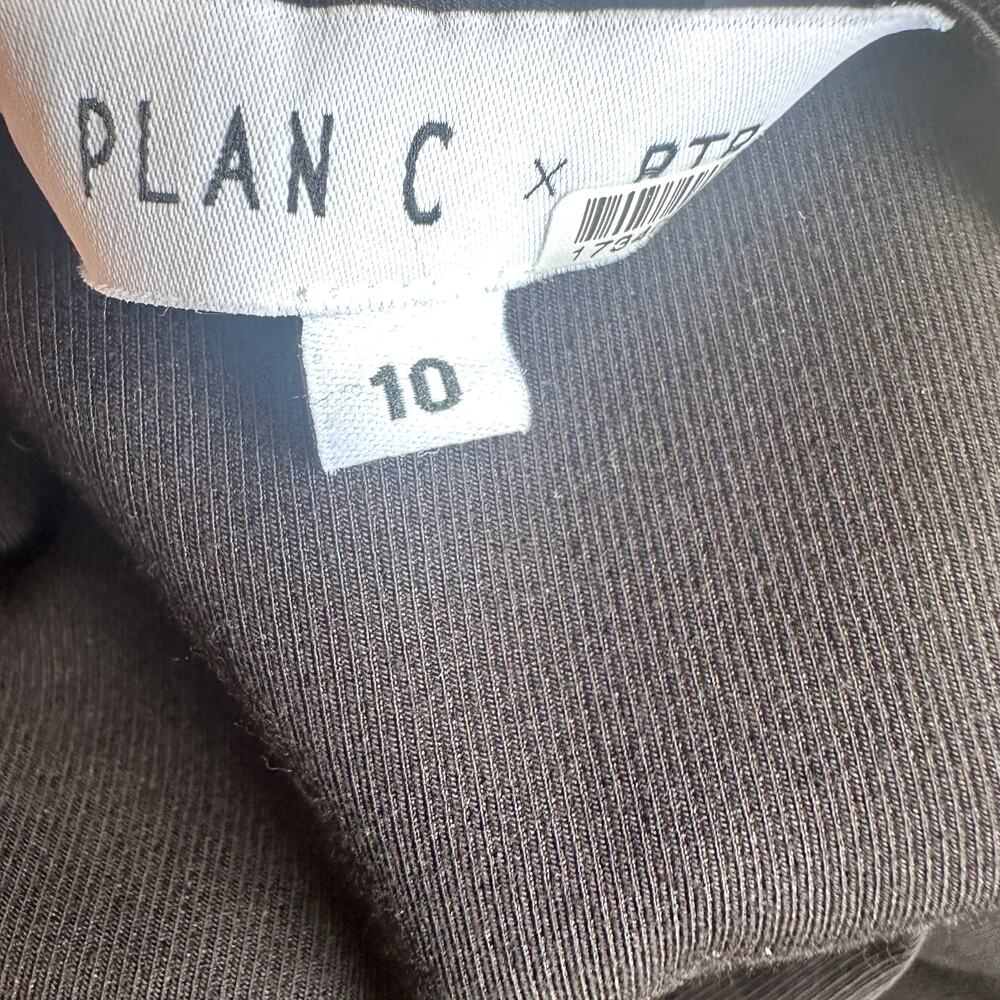 Plan C Black Cream Fit Flare Midi Dress SIZE 10 Romantic Cotton Designer $375 - Picture 10 of 10